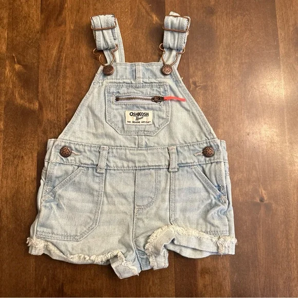 Oshkosh Overalls Baby Girl 6 Months Shorts Western Beach School Cute 💕 - Picture 1 of 6